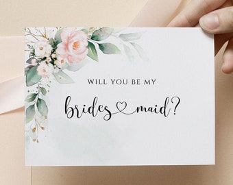 Modern Bridesmaid Proposal Card Template, Minimalist Will You Be My Bridesmaid Card, Maid Of Honor Proposal, Editable Instant DIY, CORJL