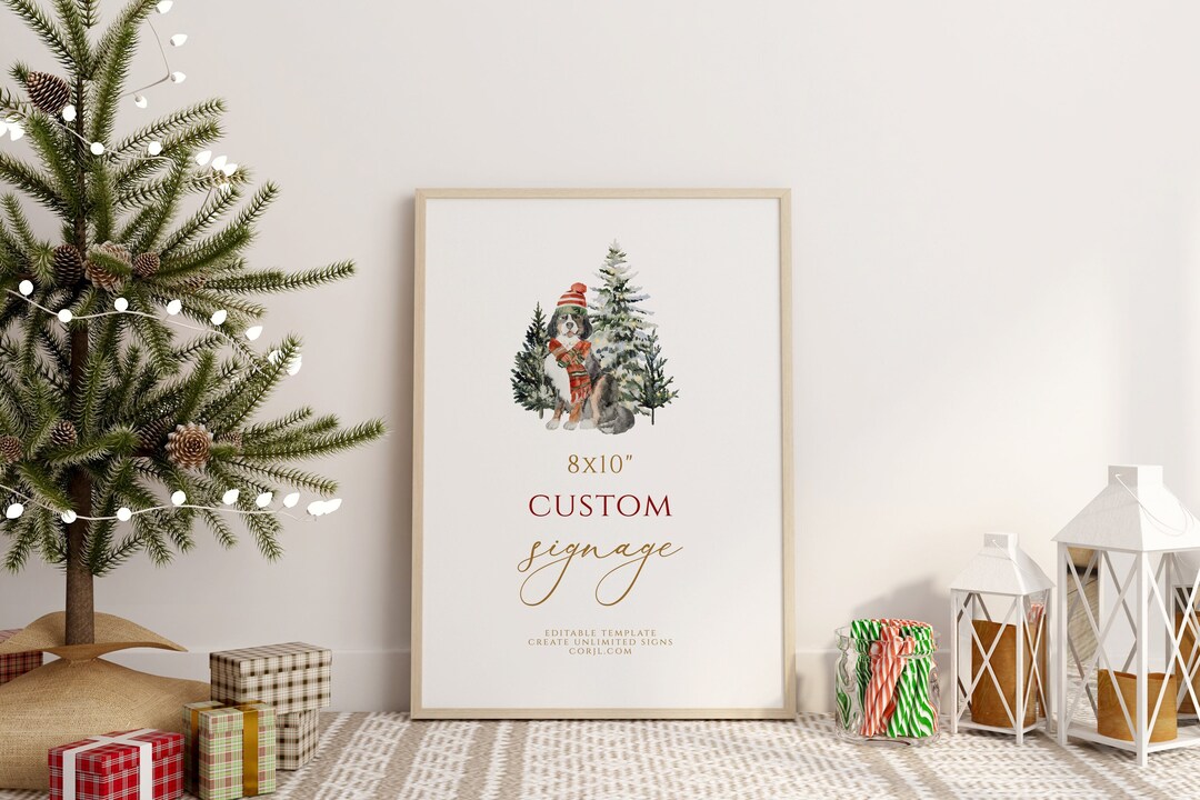 Editable Printable Christmas Custom Sign Template 8x10