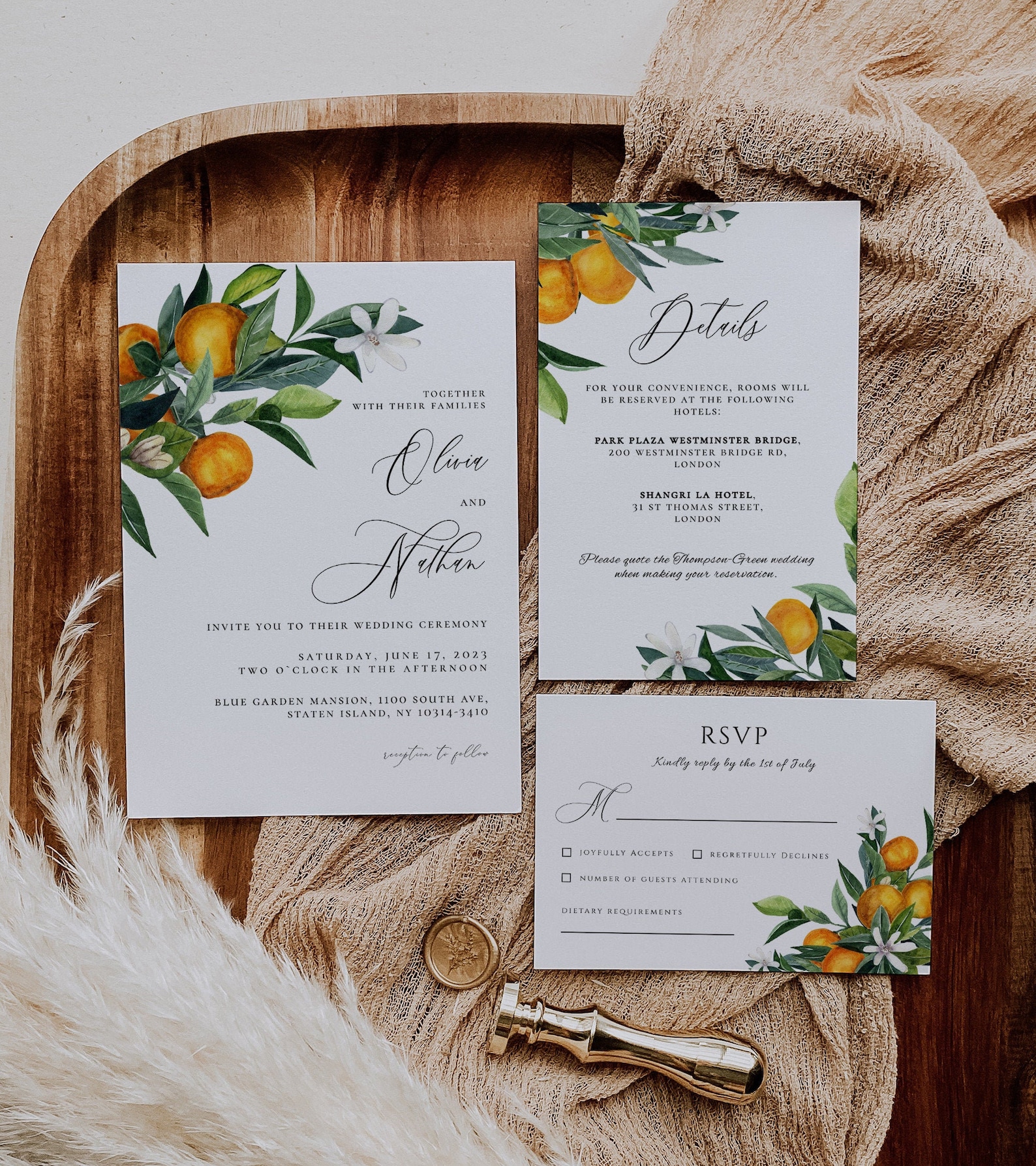 Citrus Wedding Invitation Download Orange Wedding Invitation Etsy