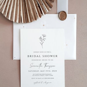 Simple Bridal Shower Invitation Template, Elegant, Minimal Invite, Minimalist, Modern, 100% Editable, Instant Download CORJL template image 3