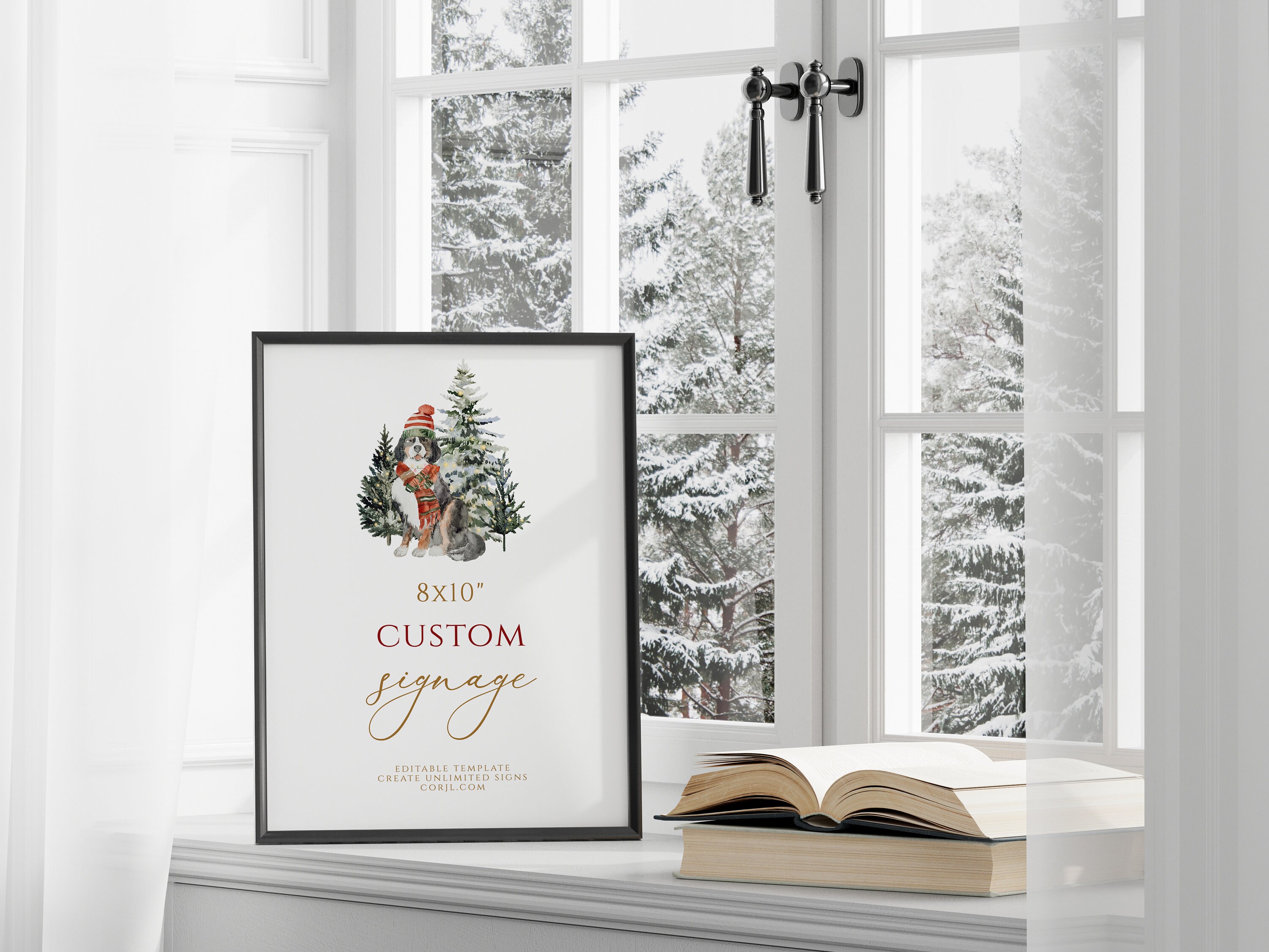 Sign Off Pattern Christmas Editable Christmas Sign Template, 8x10 Winter Holiday Decor (digital ...