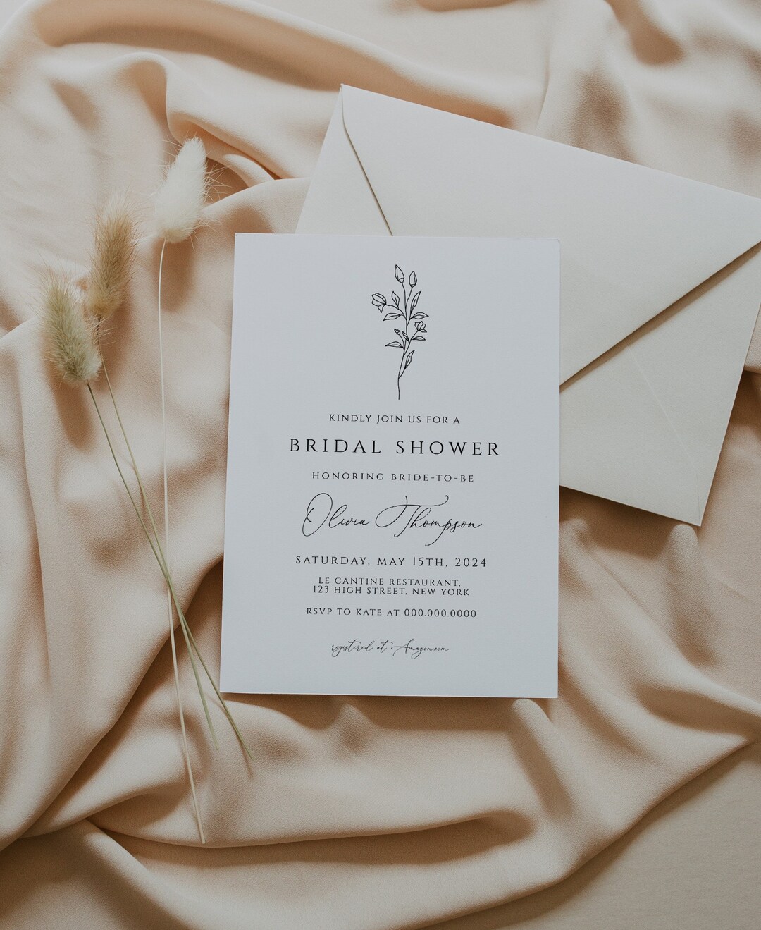 Simple Bridal Shower Invitation Template, Elegant, Minimal Invite ...
