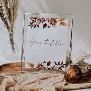 Fall Table Sign Rustic Fall Wedding Table Sign Template | Autumn Wedding Custom Sign ...