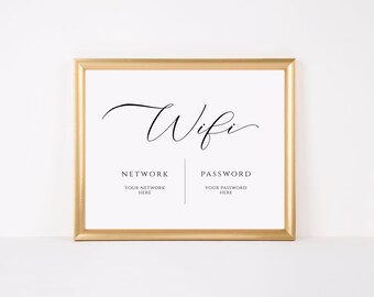 WIFI Password Sign Printable - Wifi Sign - Instant Digital Download - Landscape sign 8x10 5x7 4x6, Edit with Corjl