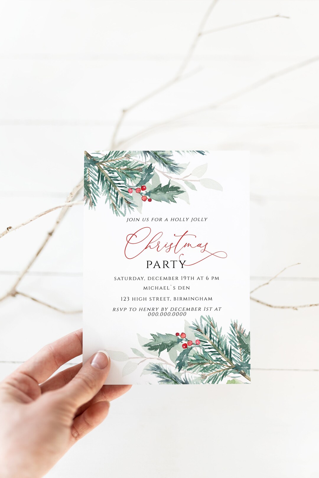EDITABLE Holiday Party Invitation, Editable Invitation Template ...
