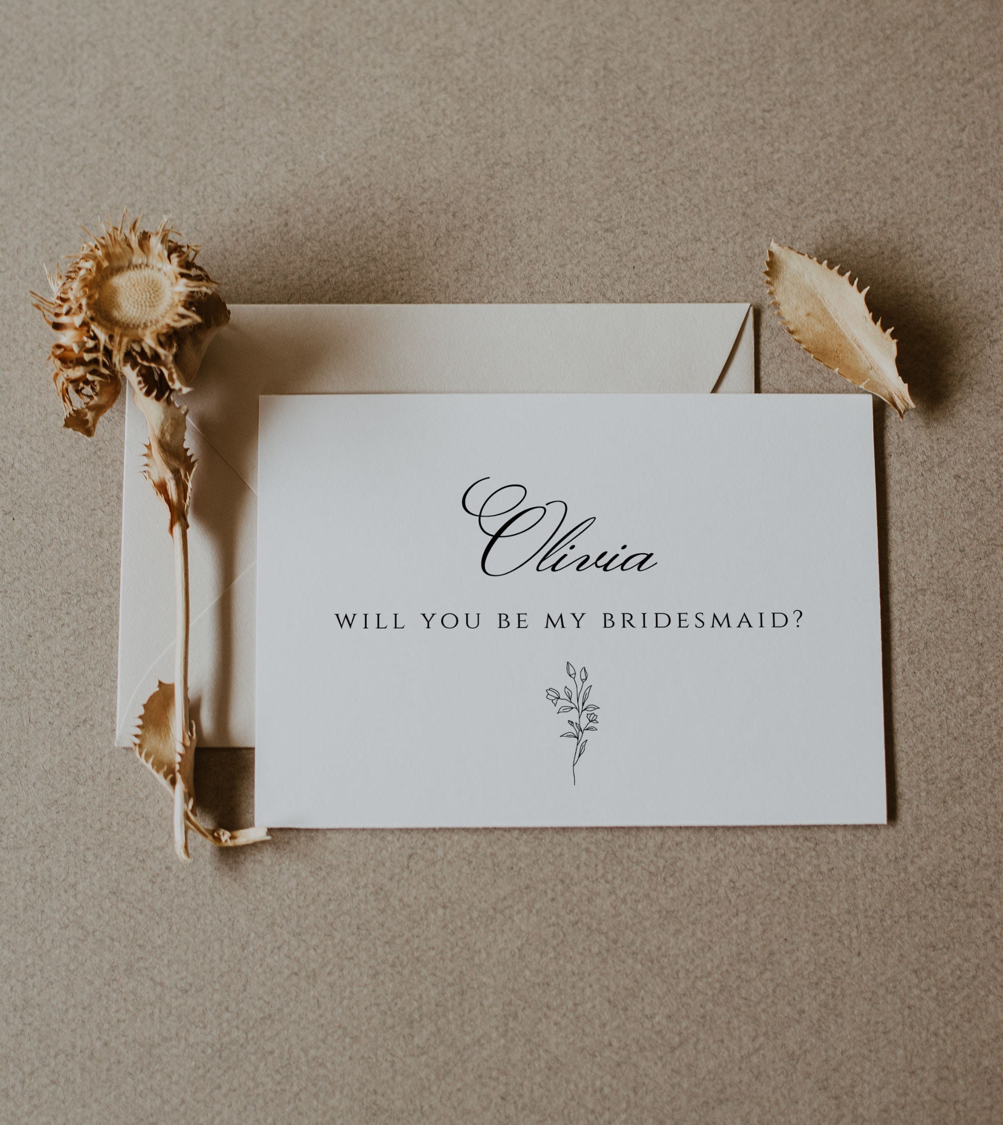 Modern Bridesmaid Proposal Card Template Minimalist Will You - Etsy