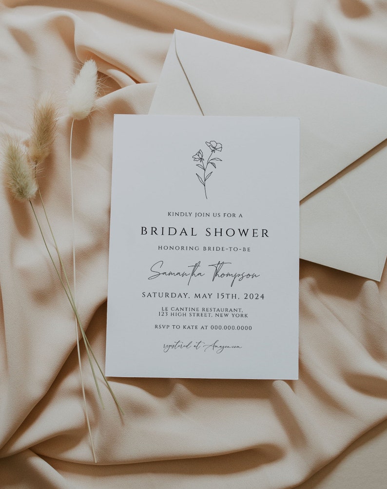 Simple Bridal Shower Invitation Template, Elegant, Minimal Invite, Minimalist, Modern, 100% Editable, Instant Download CORJL template image 6