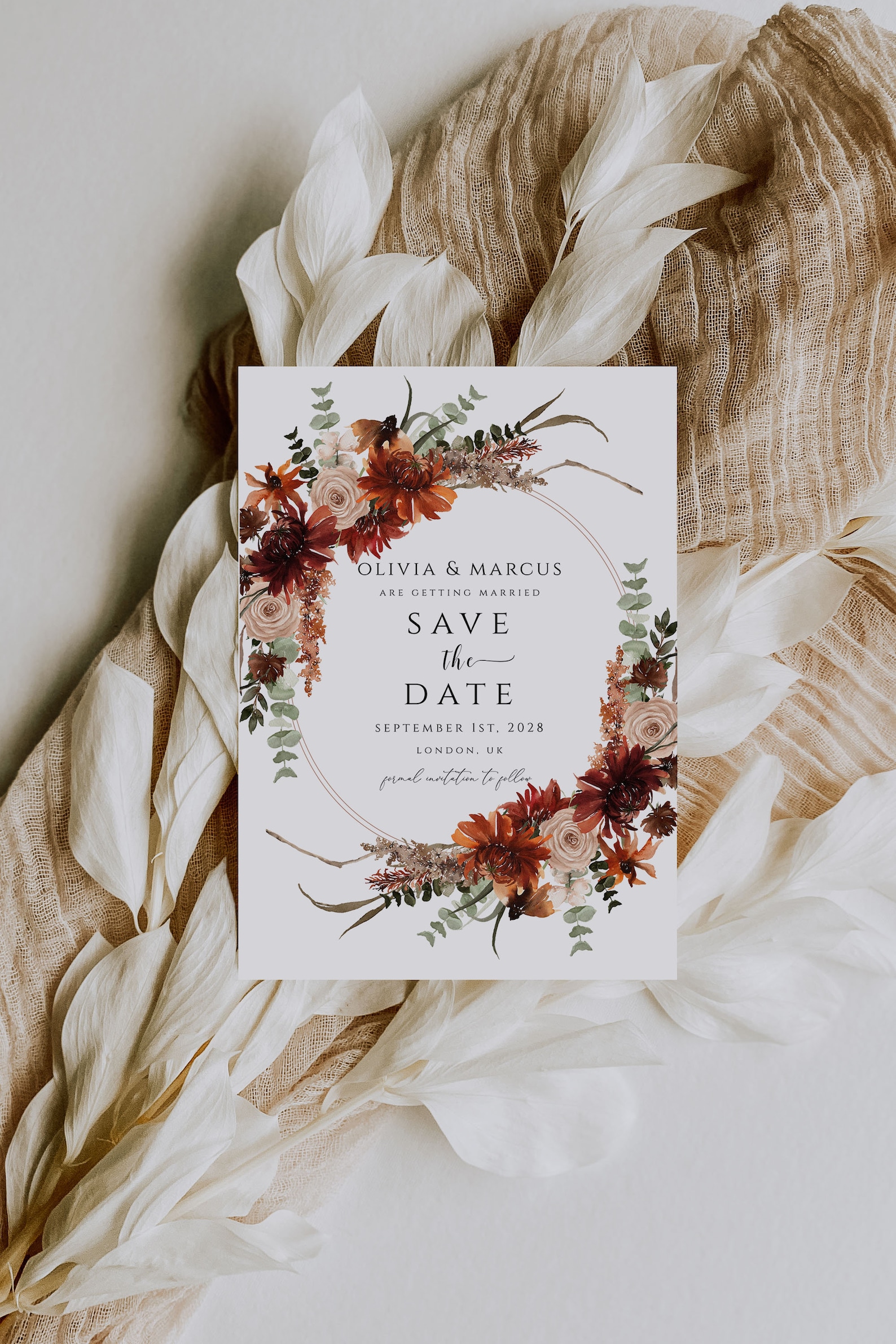 Save the Date Karte rustikal mit Blumen