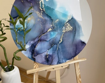 Daydream - Original large round abstract painting - alcohol ink art - wall decor bright colours - resin art