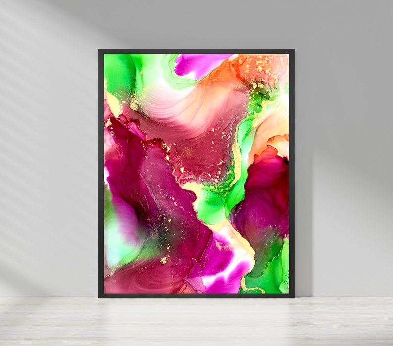 Modern Abstract Wall Art Printable, Digital Art, Alcohol Ink Print