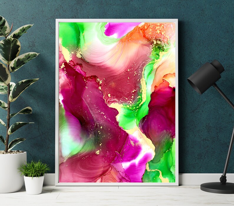 Modern Abstract Wall Art Printable, Digital Art, Alcohol Ink Print