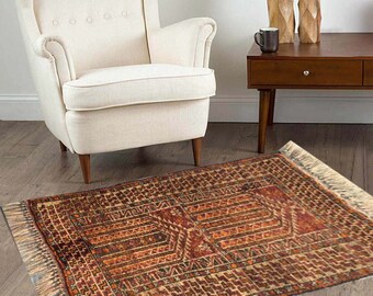 150x88 cm Free Shipping Vintage Afghan Rug 5x3 Feet Boho Area Rug Handknotted Rug,Turkish Rug Tribal Rug Afghan Wool Kilim Rug