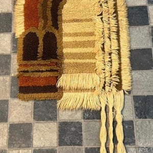 Scandinavian Rug Shaggy Rug Plush Rug Wool Rug Danish Rya Rug Swedish Rug Pictorial Rug Wall Hanging Rug Mid Century Rug 82 x 54 cm