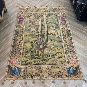 French Tapestry Vintage Tapestry Large Tapestry Wall Hanging Tapestry Goblins Medieval Tapestry Antique Aubusson Tapestry  214 x 147 cm