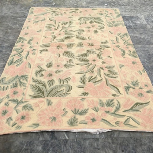 Vintage Aubusson Rug Handmade Rug Living Room Rug shops Afghan Rug Needle Point Rug Small Rug Floral Rug Wool Kilim Rug Floor Rug 162 x 105 cm