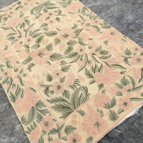 Vintage Aubusson Rug Handmade Rug Living Room Rug shops Afghan Rug Needle Point Rug Small Rug Floral Rug Wool Kilim Rug Floor Rug 162 x 105 cm