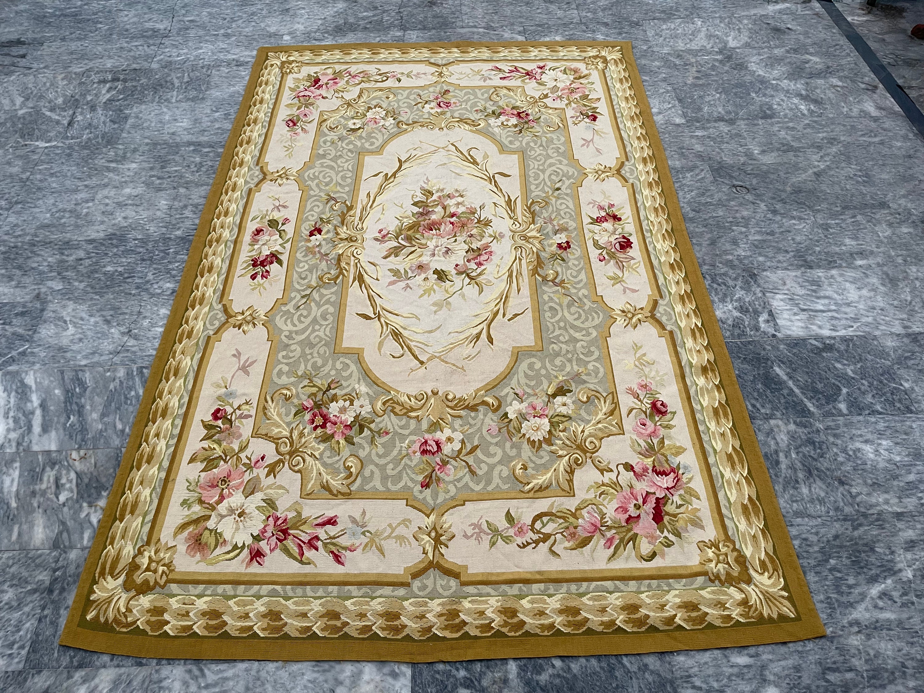 6X9 French Aubusson Rug Handmade Rug Hand Knotted Rug Wool Rug Needle