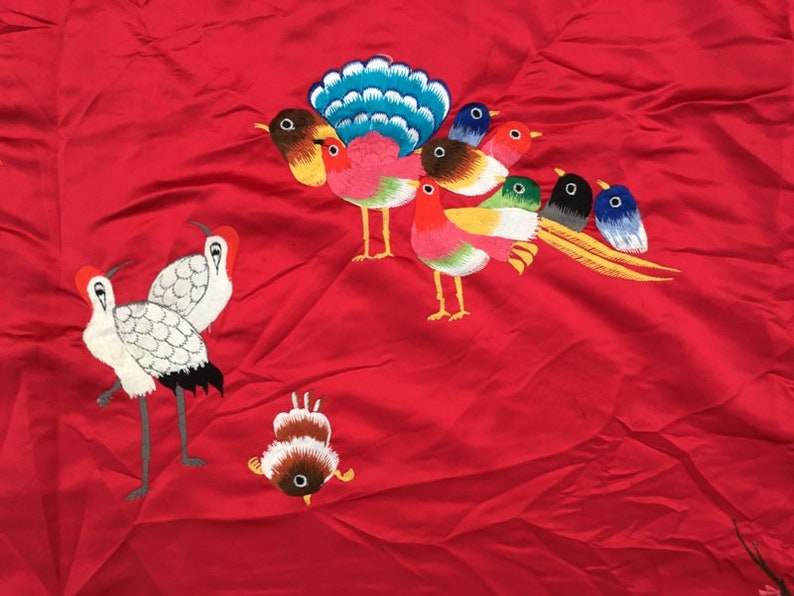 Vintage Chinese Tablecloth Embroidery Tablecloth Pictorial Etsy