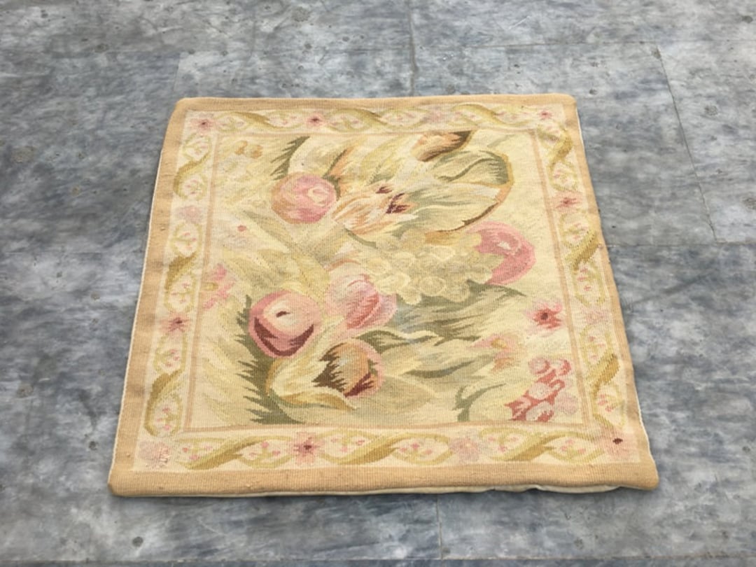 Vintage French Aubusson Pillow Cushion Cover Antique Pillow Etsy