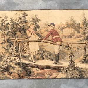 French Tapestry, Vintage Tapestry, Aubusson Tapestry, Wall Hanging, Pictorial Tapesrty,  Tapestry, Goblins Medieval Tapestry  137 X 45 cm
