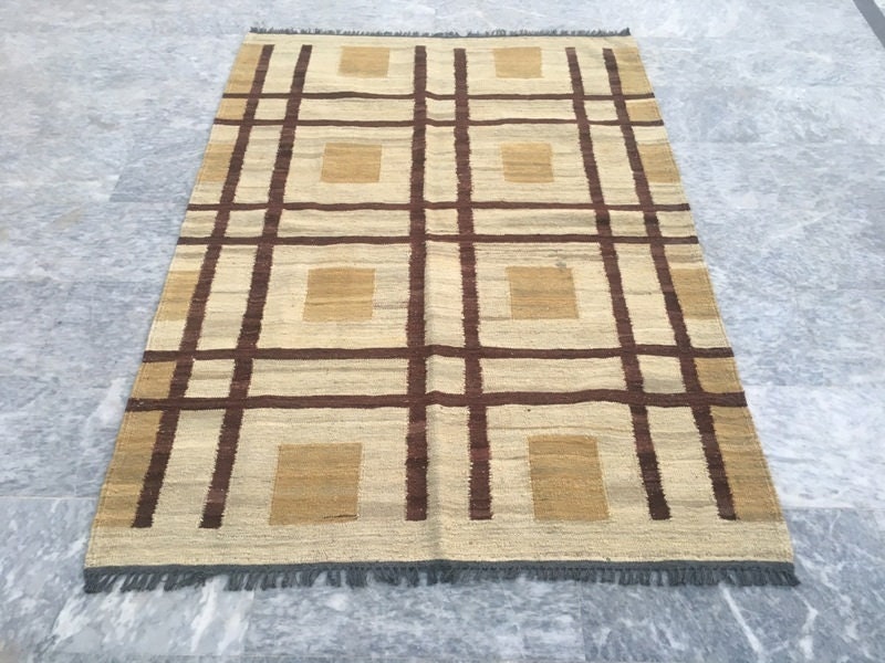 4X6 Teppich Afghanischer Kelim Orientteppich Handgeknüpfter Teppich Floraler Teppich Moderner Teppich Traditioneller Teppich Kelimteppich Türkischer Kelimteppich 189 x 134 cm