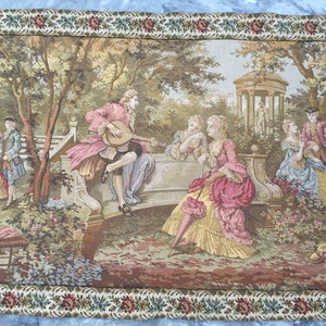 Französischer Tapisserie, Vintage Tapisserie, Antiker Tapisserie, Wandbehang, Bildlicher Tapisserie, Tapisserie, Aubusson Stil Mittelalterlicher Wandteppich 98 X 74cm