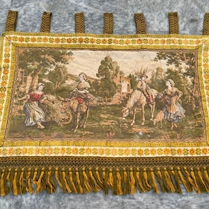 Französischer Tapisserie Vintage Tapisserie Antiker Tapisserie Wandbehang Tapisserie Goblins Mittelalterlicher Wandteppich Wohndekor Aubusson Wandteppich 100 x 60 cm