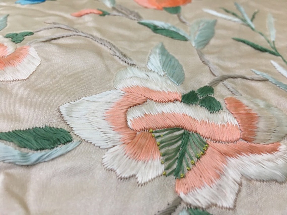 Antique Chinese Pillow Handmade Pillow Cover Floral Cushion Etsy