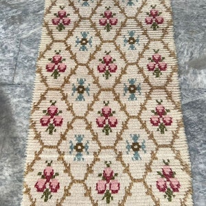 Scandinavian Rug Shaggy Rug Handmade Rug Hand Knotted Rug Plush Rug Wool Rug Rya Rug Vintage Rug Swedish Rug Oriental Rug 143 x 75 cm