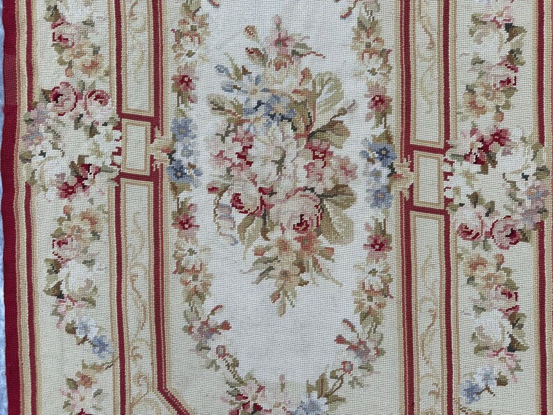 French Aubusson Wool Rug, Floral Needlepoint (2x4 Ft) - Etsy