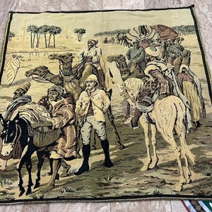 French Tapestry Antique Tapestry Wall Hanging Tapestry Goblins Medieval Tapestry Home Decor Aubusson Style Unicorn Tapestry  125 x 120 cm