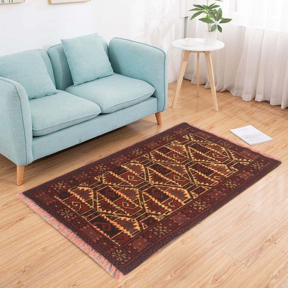 Vintage Baluchi Wool Rug, Small Handmade Afghan Rug (101 x 51 cm)