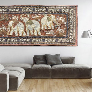 Antiker Wandteppich, Vintage Tapisserie, handgemachter Tapisserie, Wandbehang, Bildlicher Tapisserie, Goblins, Goblins Mittelalterlicher Wandteppich 150 X 76 cm