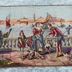 Large French Tapestry Vintage Tapestry Antique Tapestry Wall Hanging Tapestry Goblins Medieval Tapestry Aubusson Style Tapestry 123 x 162 cm