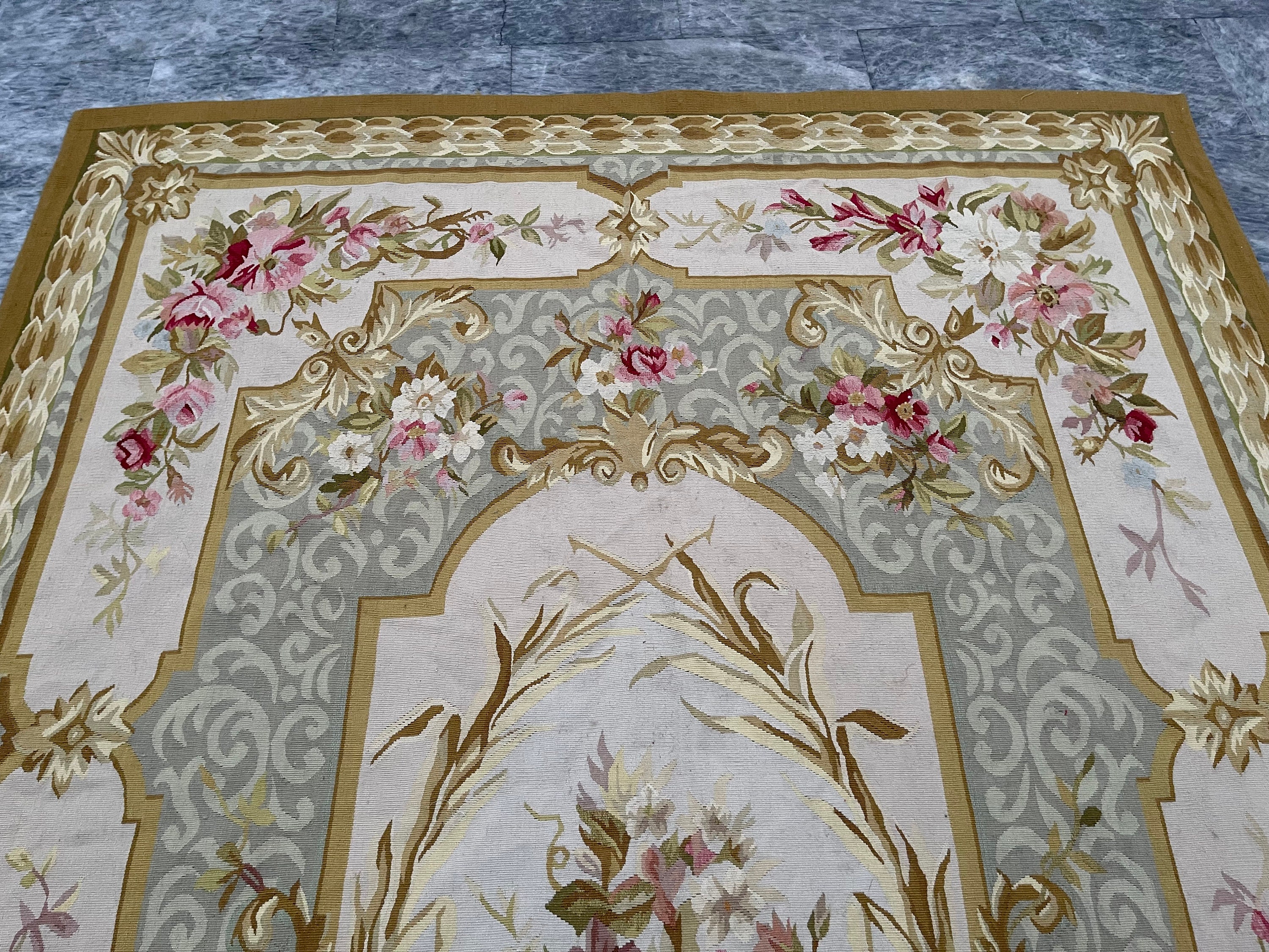 6X9 French Aubusson Rug Handmade Rug Hand Knotted Rug Wool Rug Needle