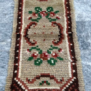 Scandinavian Rug Shaggy Rug Handmade Rug Hand Knotted Rug Plush Rug Wool Rug Rya Rug Vintage Rug Swedish Rug Oriental Rug 122 x 58 cm