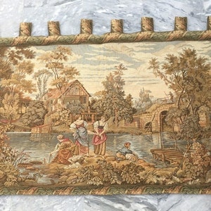 Französischer Tapisserie, Vintage Tapisserie, Aubusson Tapestry, Wandbehang, Antiker Tapisserie, Goblins Mittelalterlicher Tapisserie 111 X 83 cm