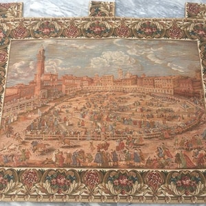 Französischer Wandteppich, Vintage Tapisserie, Antiker Tapisserie, Wandbehang, Bildlicher Wandteppich, Goblins Mittelalter Gobelin 76 X 64 cm