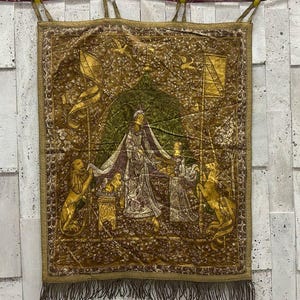 French Tapestry Vintage Tapestry Antique Tapestry Unicorn Tapestry Wall Hanging Tapestry Home Decor Goblins Medieval Tapestry  73 X 61 cm