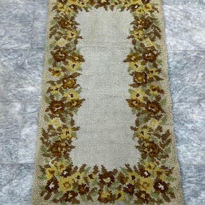 Brown Scandinavian Rug Shaggy Rug Plush Rug Danish Rya Rug Oriental Rug Mid Century 1960 Wool Rug 2x4 Rug Swedish Rug Shag Rug 120 x 61 cm