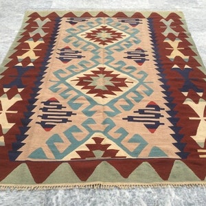 Turkish Kilim Rug Afghan Kilim Rug Handmade Rug 6X8 Rug Wool Kilim Rug Traditional Kilim Oriental Kilim Rug Hand Knotted Rug 243 x 175 cm