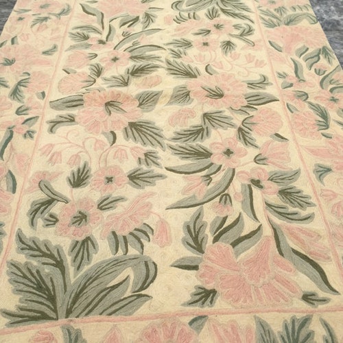 Vintage Aubusson Rug Handmade Rug Living Room Rug shops Afghan Rug Needle Point Rug Small Rug Floral Rug Wool Kilim Rug Floor Rug 162 x 105 cm