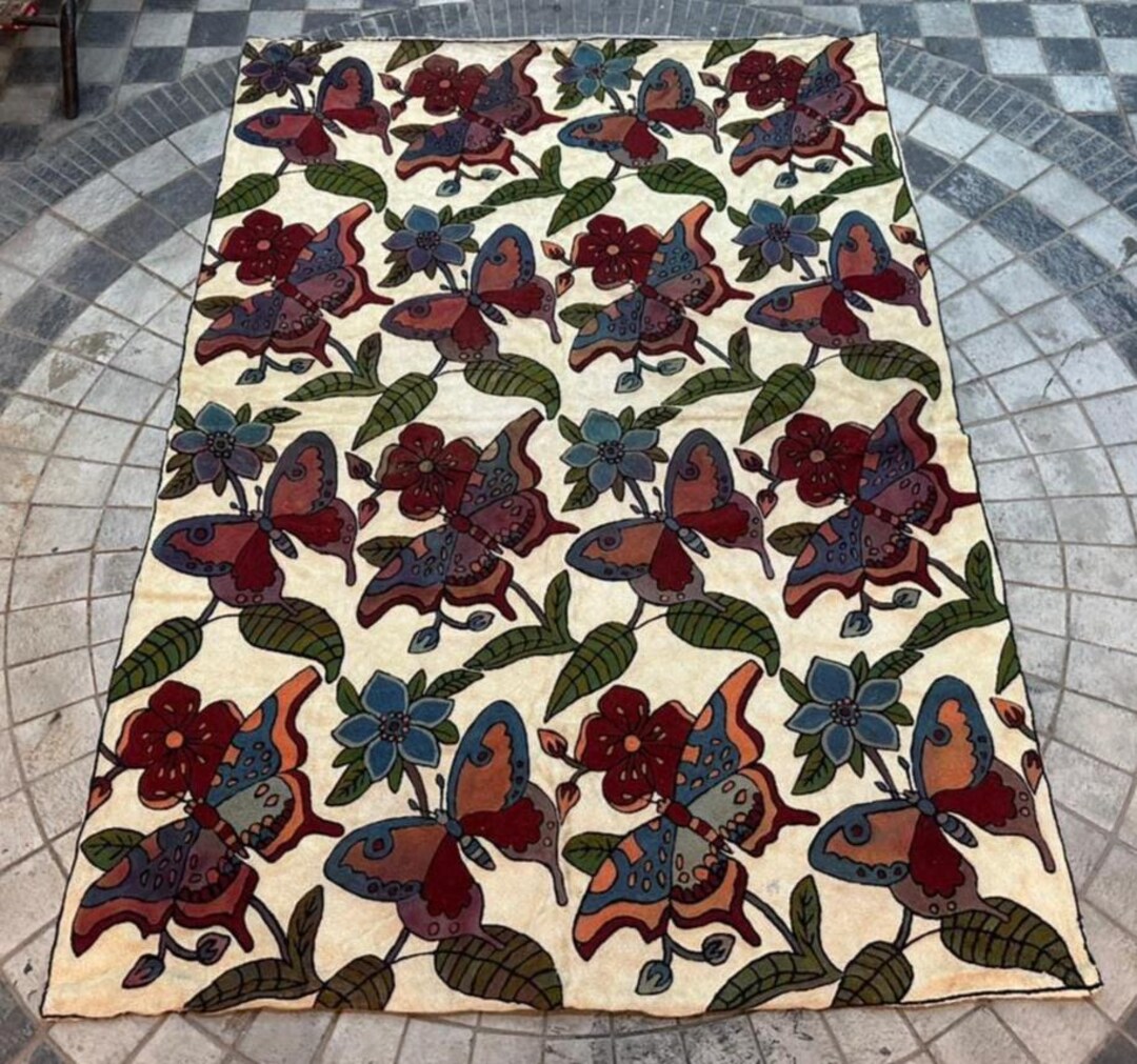 Vintage Aubusson Rug, Handmade Needlepoint Butterfly Rug (4x6 Ft) - Etsy