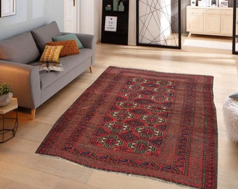 Antique Rug Vintage Rug 4x6 Afghan Rug Anatolian Rug Turkish Rug Tribal Rug Wool Kilim Rug Area Rug Oriental Rug Bokhara Rug 188 x 133 cm