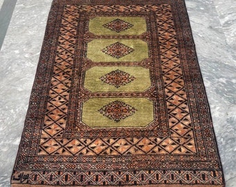 Antique Rug Vintage Rug Afghan Rug Tribal Rug Handmade Rug Hand Knotted Rug Green Rug Area Rug Wool Rug Oriental Rug Floral Rug 116 x 77 cm