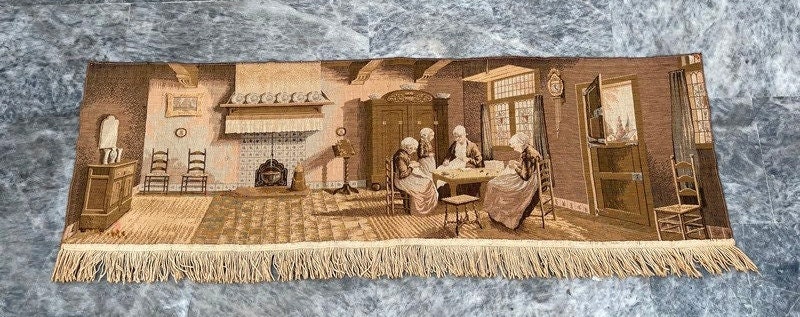 ヴィンテージ フランス オービュッソン タペストリー、絵画風壁掛け