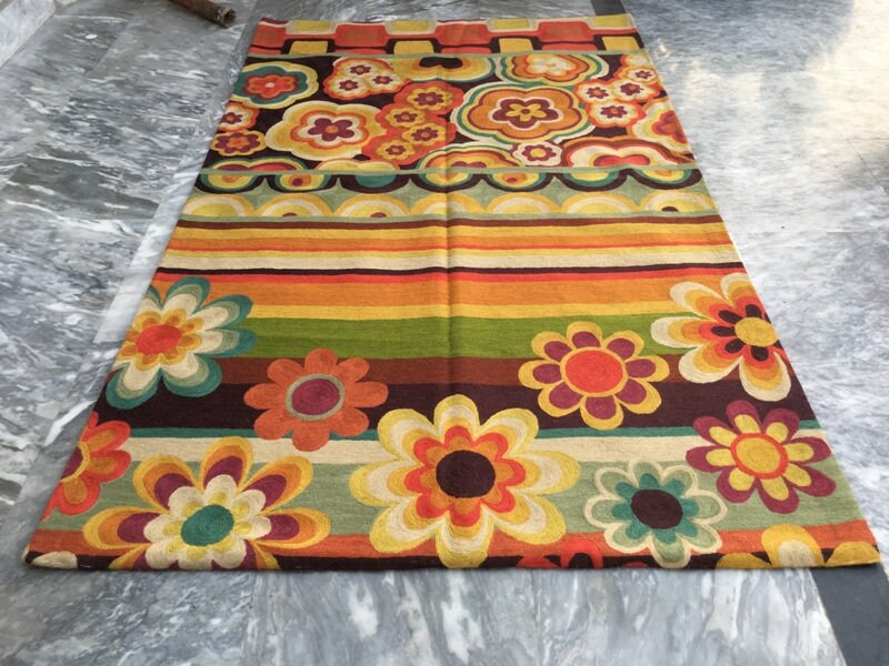 Vintage Aubusson Rug Handmade Rug Living Room Rug Afghan Rug Needle Point Rug Small Rug Floral
