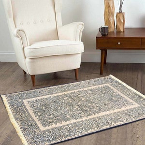 Vintage Aubusson Silk Rug Handmade Rug Living Room Rug Afghan Rug Needle Point Rug Small Rug Floral Rug Wool Kilim Rug Floor Rug 142 x 83 cm
