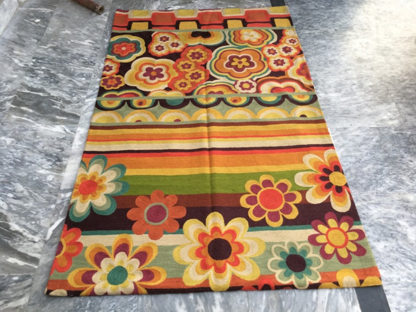 Vintage Aubusson Rug Handmade Rug Living Room Rug Afghan Rug Needle Point Rug Small Rug Floral