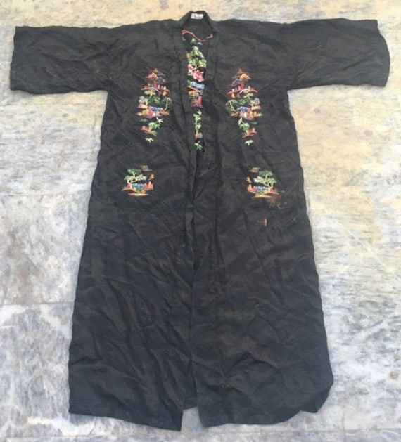 19th Century Antique Chinese Robe Hand Embroidery